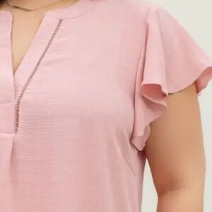 Plus Flutter Sleeve Woven Top